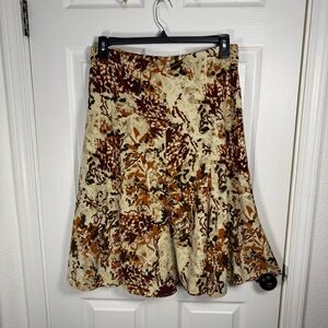 Christopher & Banks A-Line Skirt - Beige‎ and Rust Abstract
